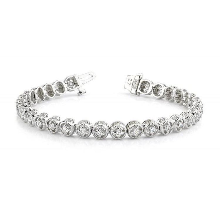 Bracelet Tennis A 4,80 Carats De Naturel Diamants Ronds 14K D'Or Blanc