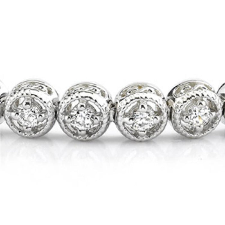 Bracelet Tennis A 4,80 Carats De Naturel Diamants Ronds 14K D'Or Blanc