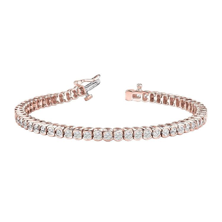Bracelet Tennis À 5,60 Carats De Réel Diamants Ronds 14K D'Or Rose