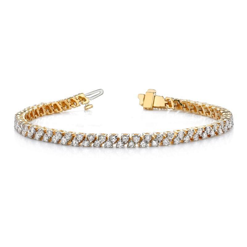 Bracelet Tennis A 6 Carats De Réel Diamants Ronds Brillants 14K D'Or Jaune