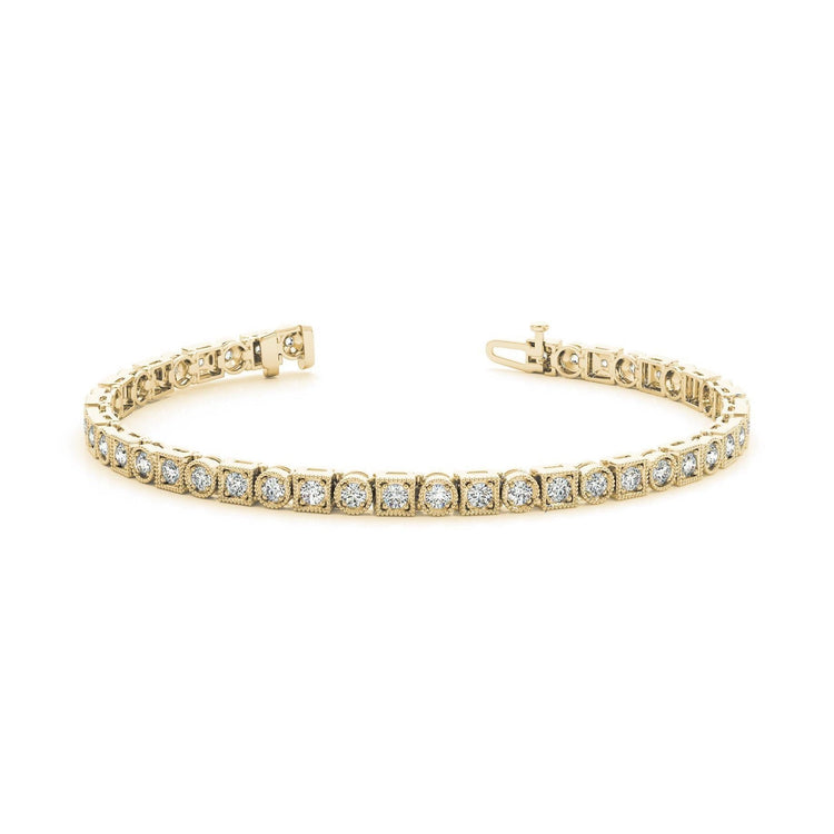 Bracelet Tennis À 6,60 Carats De Naturel Diamants Ronds 14K D'Or Jaune
