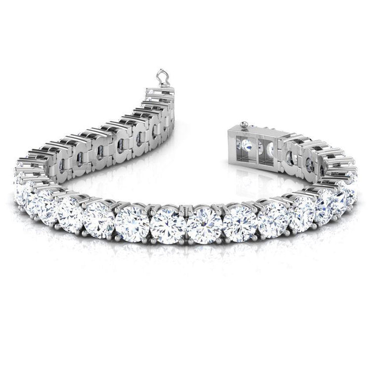 Bracelet Tennis À 7,75 Carats De Véritable Diamants Ronds 14K D'Or Blanc