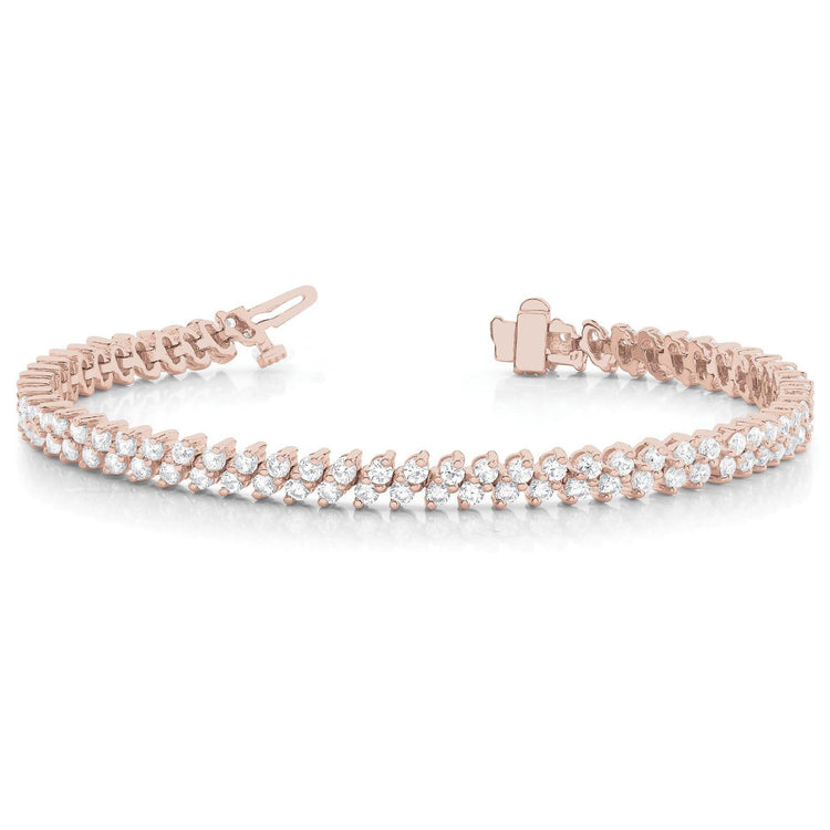 Bracelet Tennis À 7,85 Carats De Réel Diamants Ronds 14K D'Or Rose