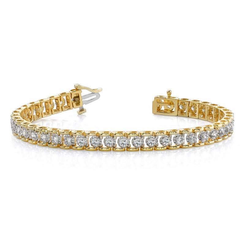 Bracelet Tennis A 8 Carats De Naturel Diamants Ronds 14K D'Or Jaune