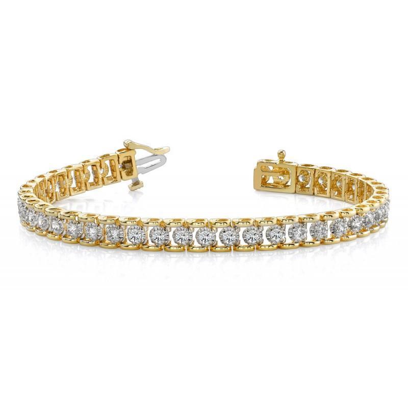Bracelet Tennis A 8 Carats De Naturel Diamants Ronds 14K D'Or Jaune