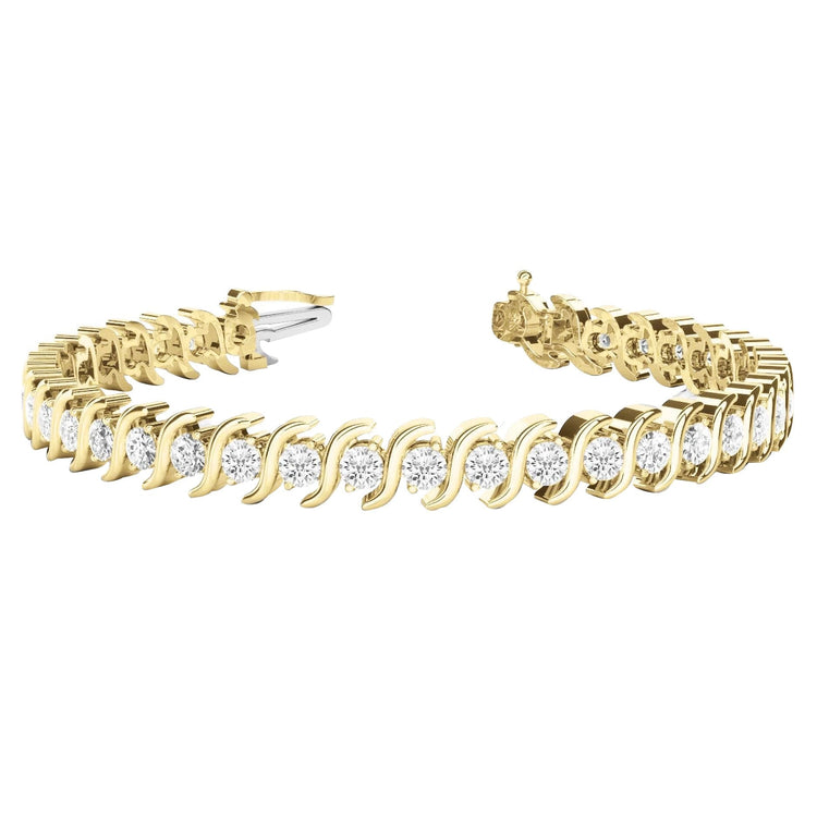 Bracelet Tennis À 9,50 Carats De Réel Diamants 14K D'Or Jaune