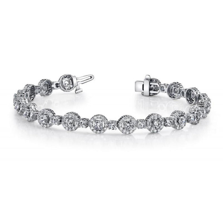 Bracelet Tennis A 9.40 Carats De Véritable Diamants Ronds 14K D'Or Blanc