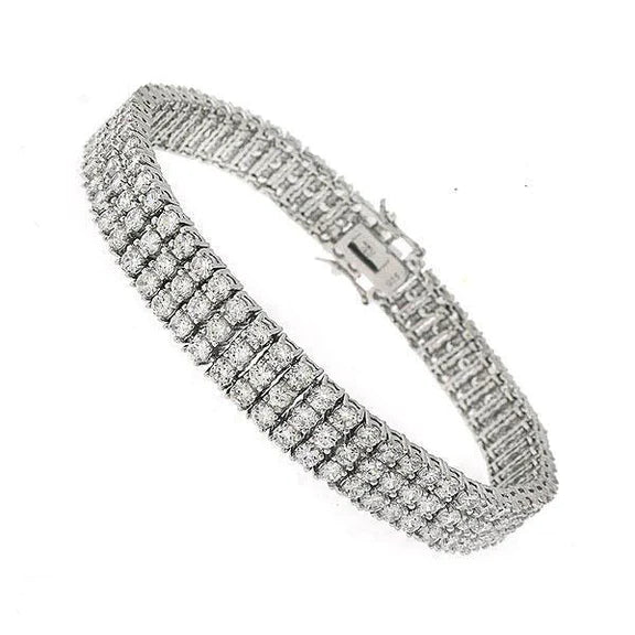 Bracelet Tennis Avec 4 Griffes à 10,80 Carats De Réel Diamants Ronds 14K D'Or Blanc