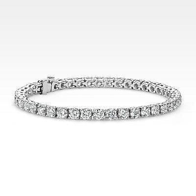 Bracelet Tennis Avec Griffes À 9 Carats De Naturel Diamants 14K D'Or Blanc