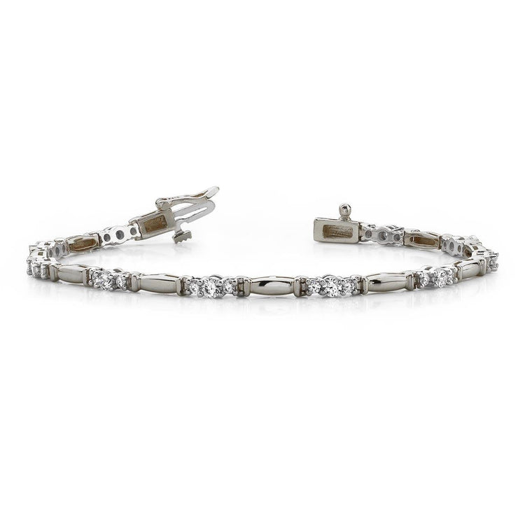 Bracelet Tennis Avec Griffes En Or Blanc Pour Femme À 4 Ct De Véritable Diamants Ronds
