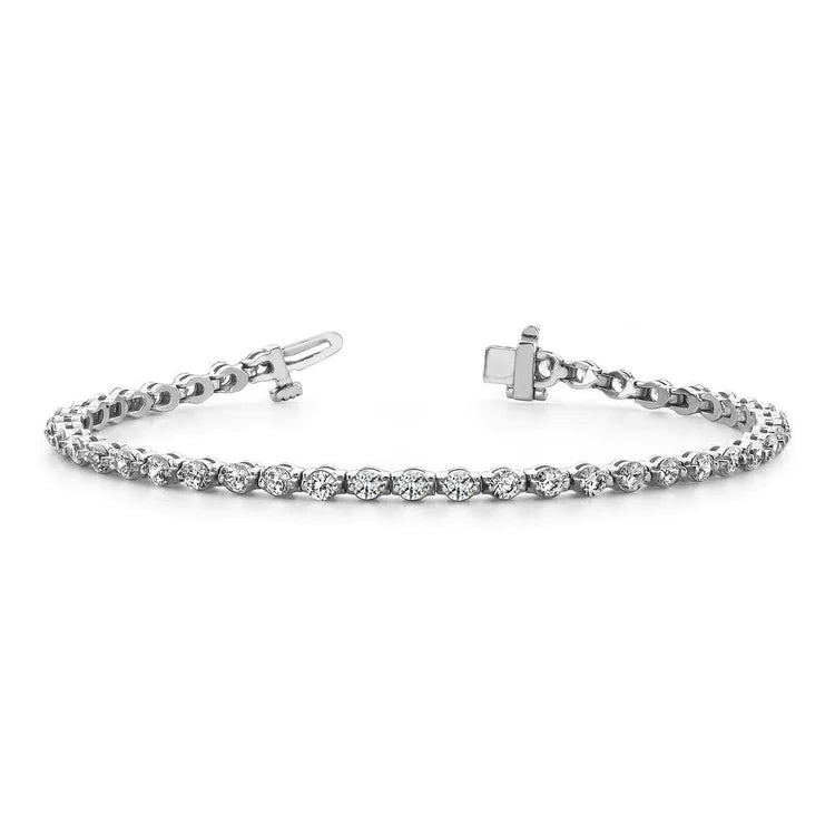 Bracelet Tennis Avec Griffes En Or Blanc à 4,20 Ct De Réel Diamants Ronds