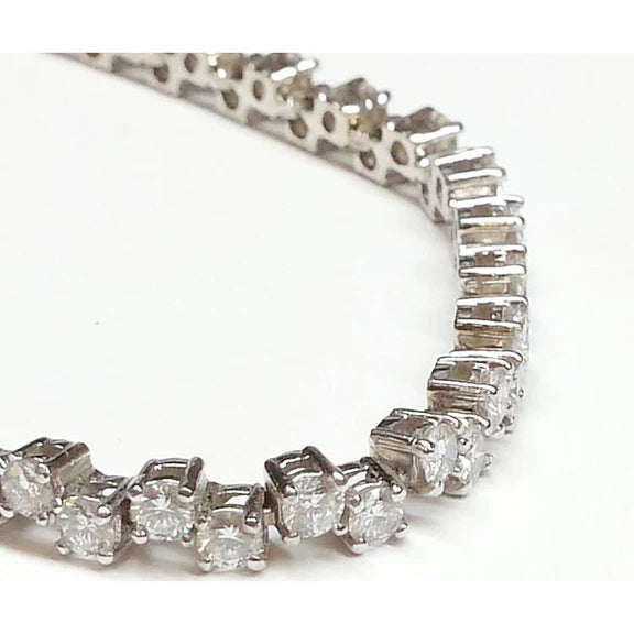 Bracelet Tennis Avec Griffes à 19 Ct De Réel Diamants Ronds 14K D'Or Blanc Solide