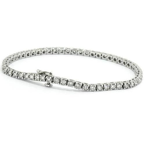 Bracelet Tennis Avec Griffes à 5,60 Carats De Naturel Diamants Ronds 14K D'Or Blanc