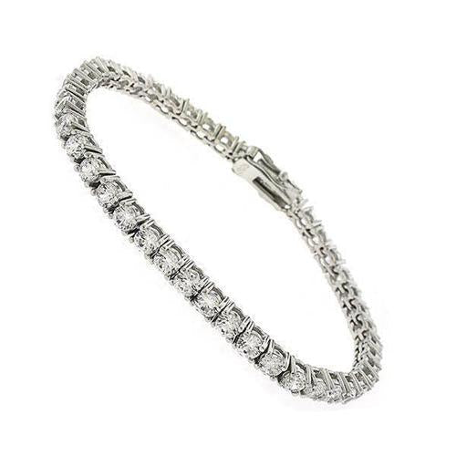 Bracelet Tennis Avec Griffes à 6 Carats De Naturel Diamants Ronds 14K D'Or Blanc