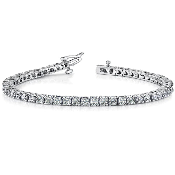 Bracelet Tennis Avec Griffess à 7,80 Carats De Réel Diamants Ronds 14K D'Or Blanc