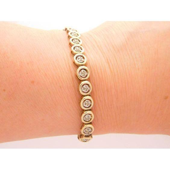 Bracelet Tennis Basique À 6 Carats De Réel Diamants Ronds 14K D'Or Jaune Pour Femme
