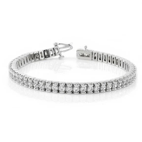 Bracelet Tennis Basique à 3,50 Carats De Réel Diamants 14K D'Or Blanc