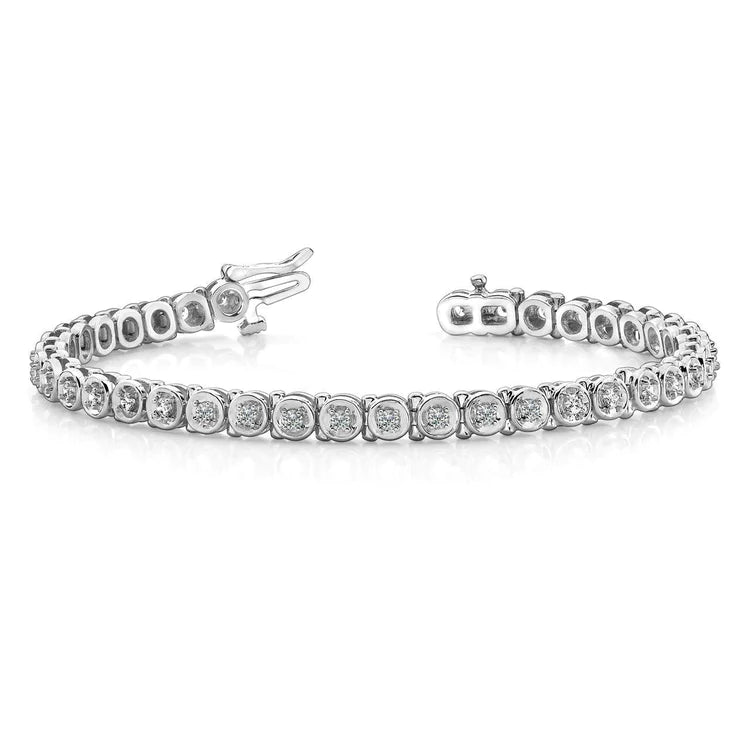 Bracelet Tennis Cercle Lien à 5,70 Ct De Réel Diamants Ronds 14K D'Or Blanc