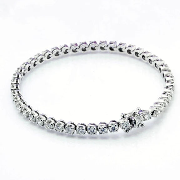 Bracelet Tennis Dames Naturel Diamant 7.40 Carats Taille Ronde Or Blanc 14K