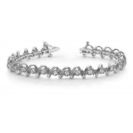 Bracelet Tennis De Luxe Pour Femme À 5 Carats De Réel Diamnants 14 K D'Or Blanc Nouveau
