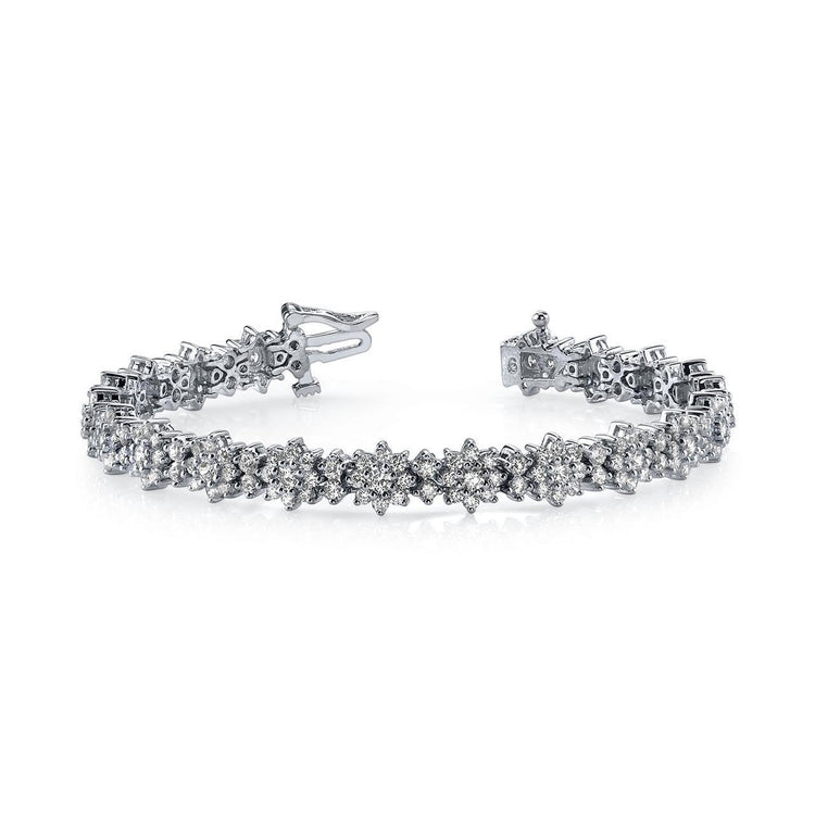 Bracelet Tennis En Biseau À 5 Carats De Véritable Diamants 14K D'Or Blanc