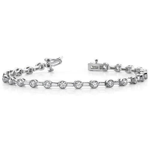 Bracelet Tennis En Biseau Et Or Blanc Pour Femme à 19,80 Carats De Naturel Diamants Ronds