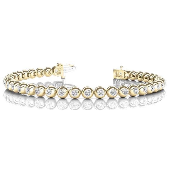 Bracelet Tennis En Biseau à 16,75 Carats De Réel Diamants Ronds 14K D'Or Jaune
