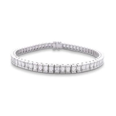 Bracelet Tennis En Chaîne Et En Or Blanc À 7,80 Ct De Réel Diamants Baguettes