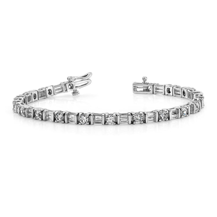 Bracelet Tennis En Chaînes À 11,40 Ct De Naturel Diamants Ronds Et Baguettes