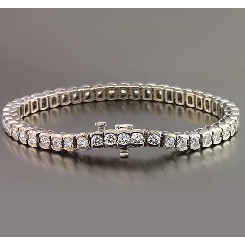 Bracelet Tennis En Demi Biseau à 4,90 Carats De Réel Diamants Ronds Bijoux En Or Blanc Nouveau