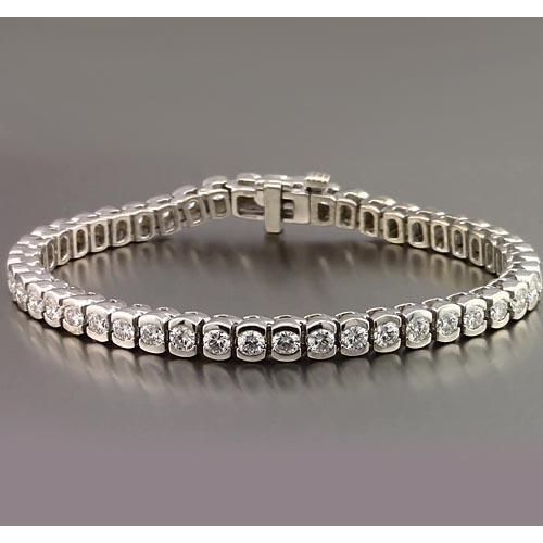 Bracelet Tennis En Demi Biseau à 4,90 Carats De Réel Diamants Ronds Bijoux En Or Blanc Nouveau