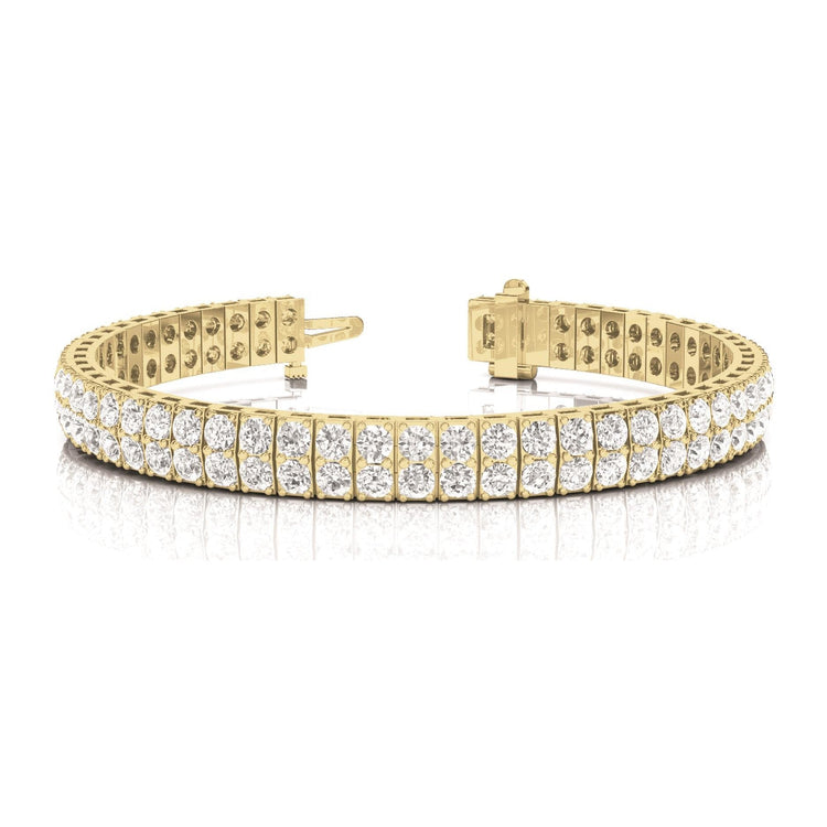 Bracelet Tennis En Double Rang à11,20 Carats De Naturel Diamants Ronds 14K D'Or Jaune Nouveau