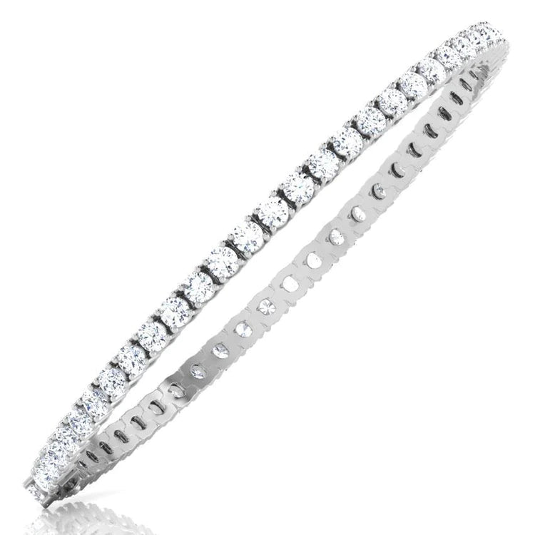 Bracelet Tennis En Or Blanc Avec Griffes à 9 Ct Réel Diamants Ronds