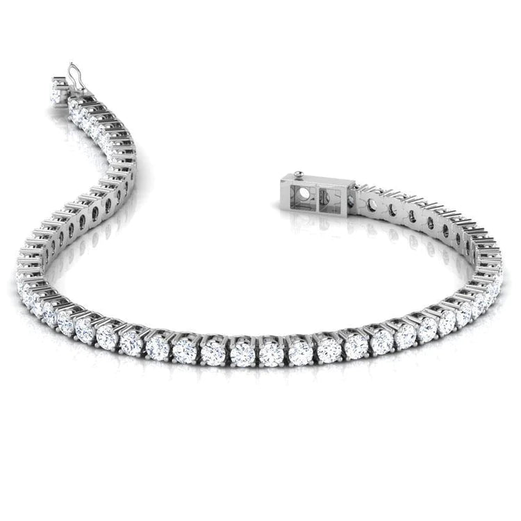 Bracelet Tennis En Or Blanc Avec Griffes à 9 Ct De Réel Diamants Ronds