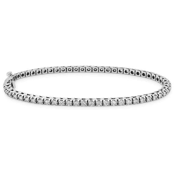 Bracelet Tennis En Or Blanc Et En Biseau à 6 Carats De Réel Diamants Ronds
