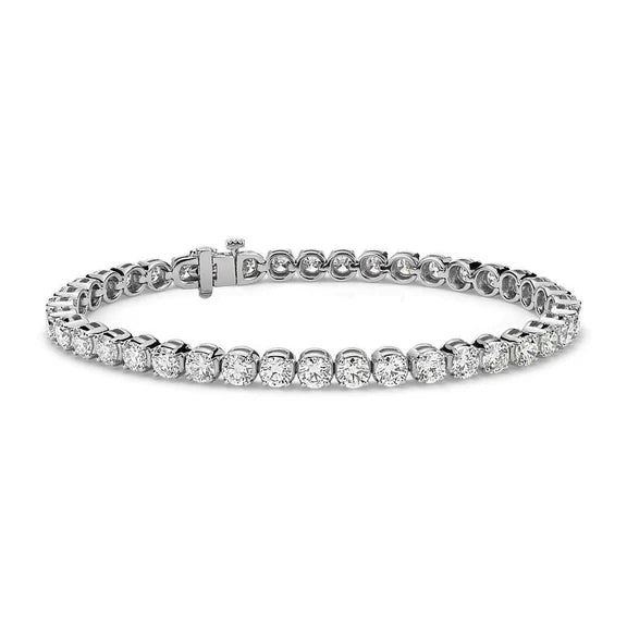 Bracelet Tennis En Or Blanc Pour Femme à 8 Carats De Réel Diamants Ronds