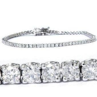 Bracelet Tennis En Or Blanc Pour Femmes à 8 Ct De Naturel Diamants Ronds