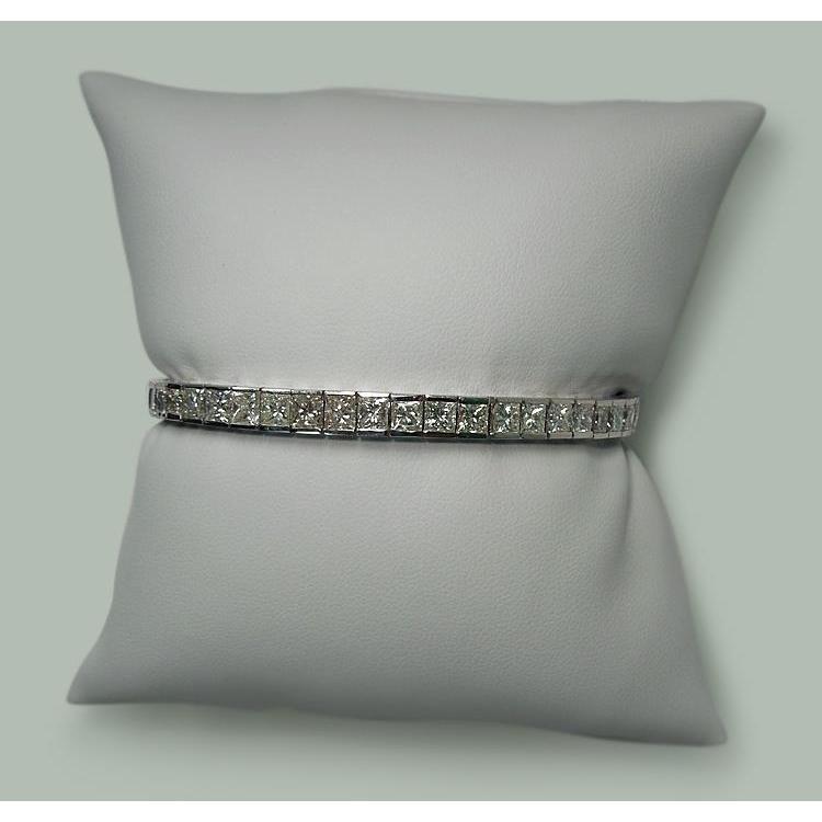 Bracelet Tennis En Or Blanc Solide à 11,50 Carats De Réel Diamants Princesses