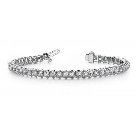 Bracelet Tennis En Or Blanc Solide à 4,50 Carats De Véritable Diamants Ronds Avec Griffe