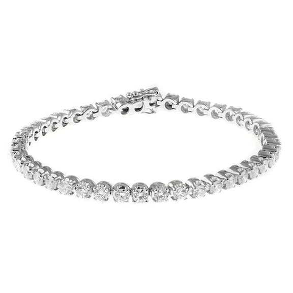 Bracelet Tennis En Or Blanc à 6,30 Carats De Réel Diamants Ronds Étincelants
