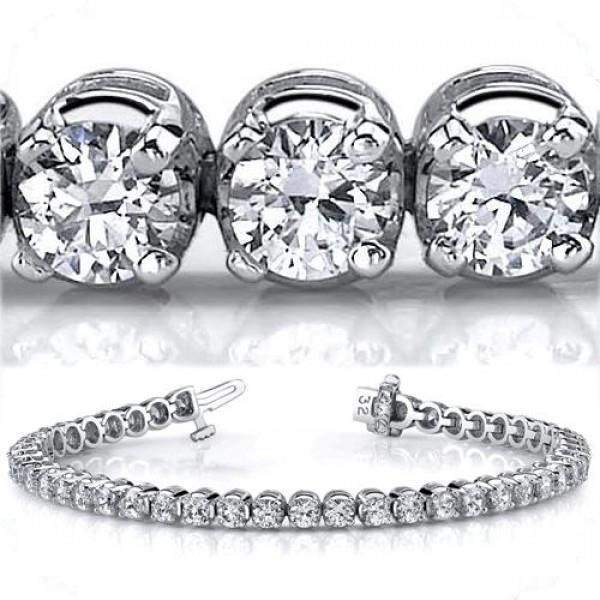 Bracelet Tennis En Or Blanc à 6,75 Carats De Naturel Diamants Avec Griffe
