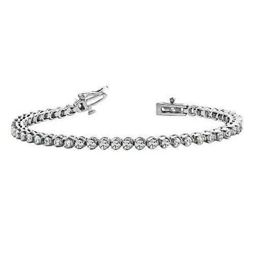 Bracelet Tennis En Or Blanc à 7,05 Carats De Réel Diamants Ronds Avec Griffe