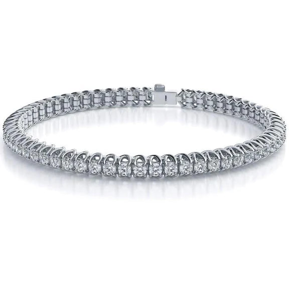 Bracelet Tennis En Or Blanc à 7,20 Carats De Réel Diamants Ronds Étincelants