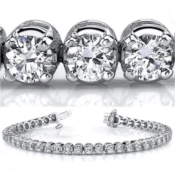 Bracelet Tennis En Or Blanc à 9 Ct De Réel Diamants Ronds Avec Griffe