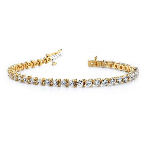 Bracelet Tennis En Or Jaune De Style Basique à 8,20 Carats De Réel Diamants Ronds