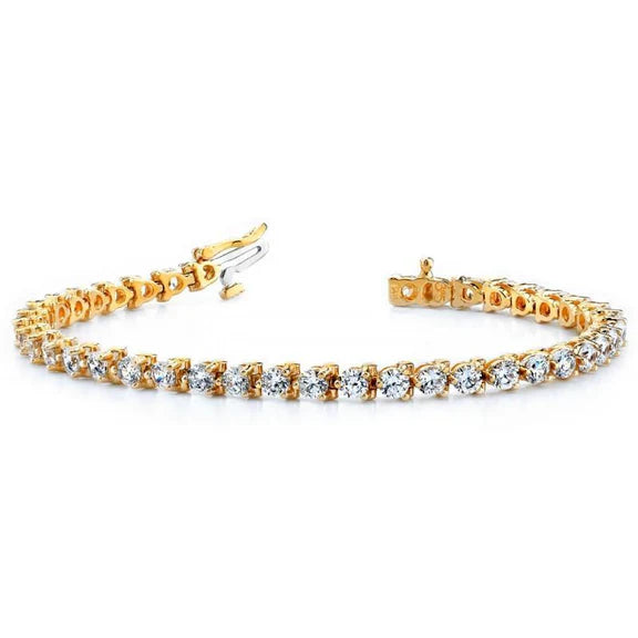 Bracelet Tennis En Or Jaune De Style Basique à 8,20 Carats De Réel Diamants Ronds