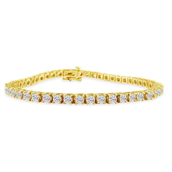 Bracelet Tennis En Or Jaune Solide Pour Femme à 4 Ct De Réel Diamants Ronds