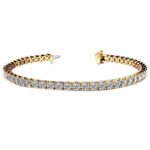Bracelet Tennis En Or Jaune à 7 Ct Véritable De Diamants Ronds Étincelants