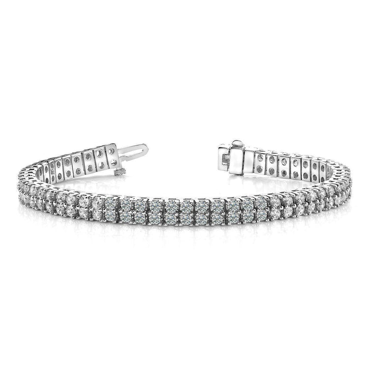Bracelet Tennis Éternel À Deux Rangs Et À 12,50 Carats De Naturel Diamants 14K D'Or Blanc