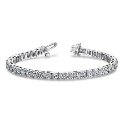 Bracelet Tennis Etincelant En Or Blanc Coupe Ronde Avec Réel Diamants De 8.80 Ct